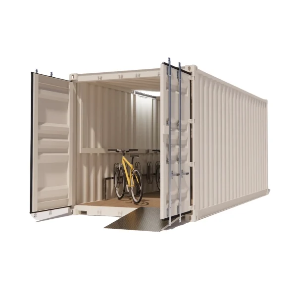 Abri vélos électriques fermé 6 places en container 20 pieds