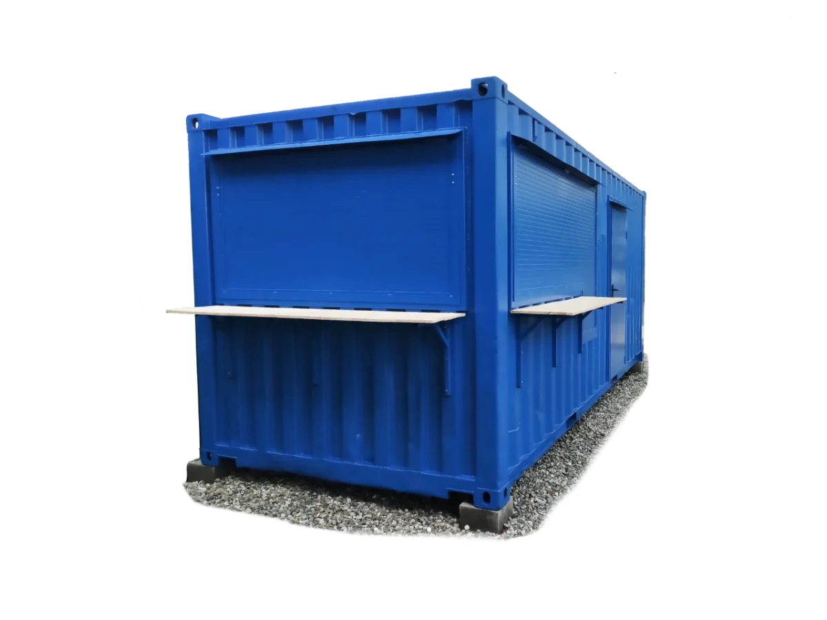 Bar-buvette-snack-en-container-maritime-20-pieds-1-auvent-longueur-1-auvent-largeur.webp Bar buvette en container 20 pieds – 2 auvents – Image 1