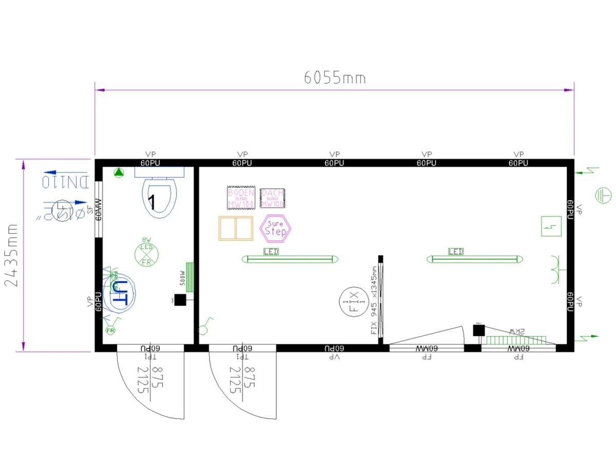 Bungalow bureau avec WC séparé 14,7 m² [20 pieds] – Image 3