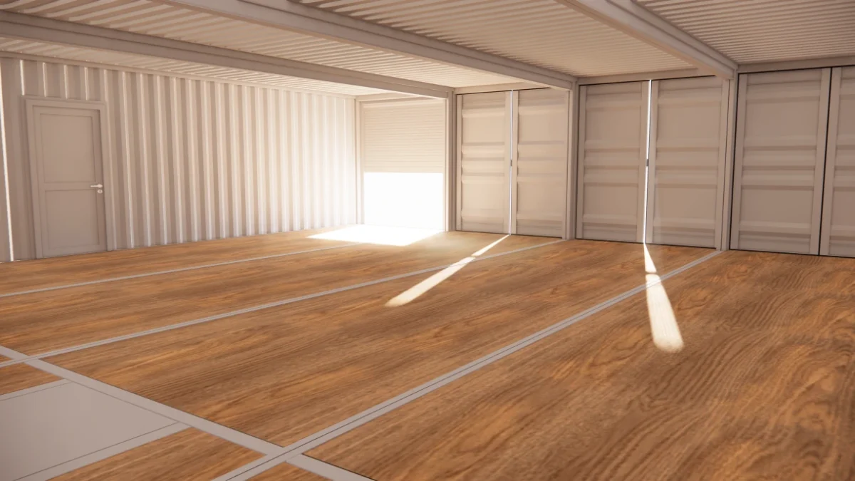 Local d’entreposage 120 m² en containers de 40 pieds avec rideau métallique et porte de service – Image 7