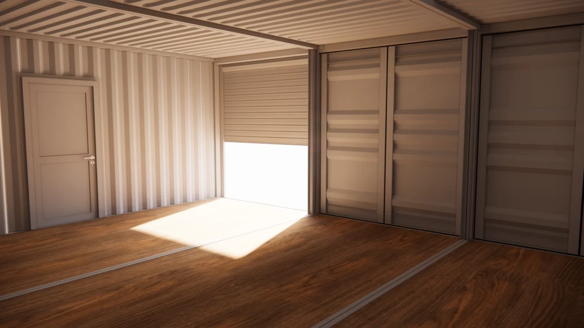Local d’entreposage 42 m² en containers de 20 pieds avec rideau métallique et porte de service – Image 7