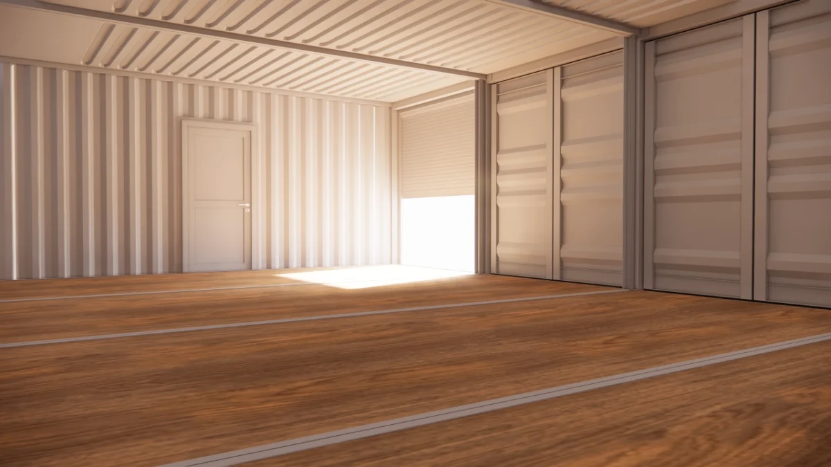 Local d’entreposage 55 m² en containers de 20 pieds avec rideau métallique et porte de service – Image 7