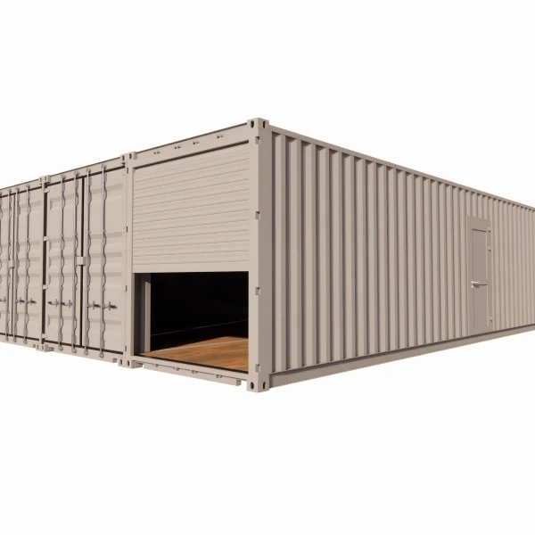 Local d’entreposage 85 m² en containers de 40 pieds avec rideau métallique et porte de service