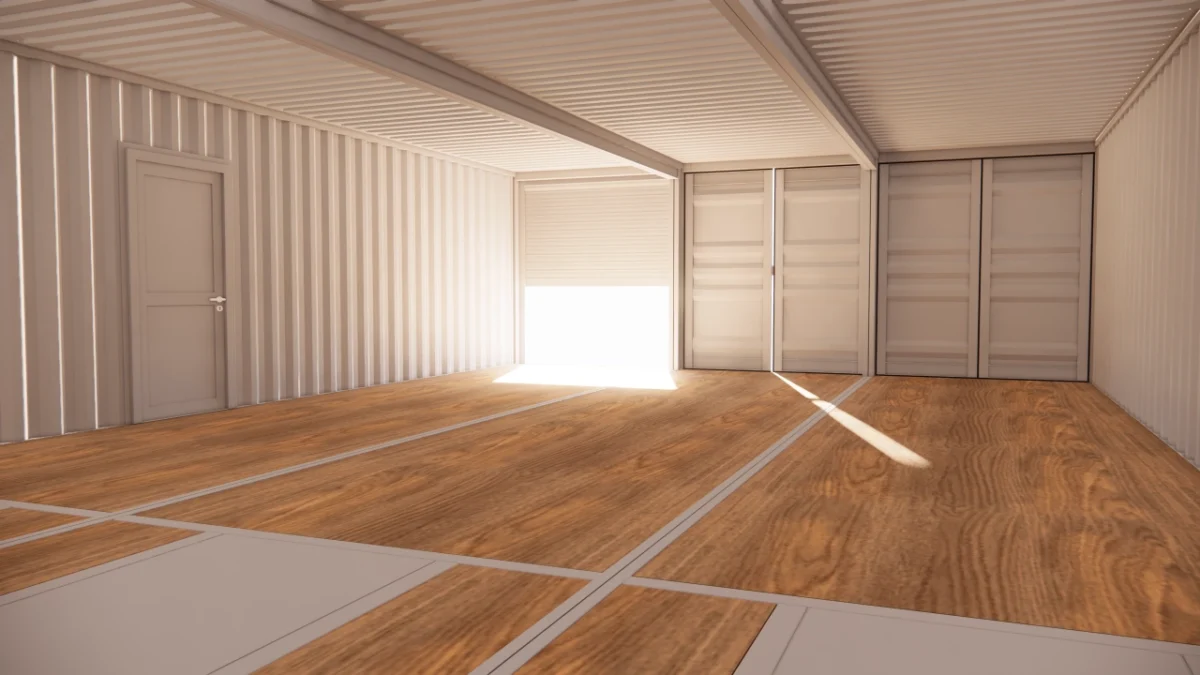 Local d’entreposage 85 m² en containers de 40 pieds avec rideau métallique et porte de service – Image 7