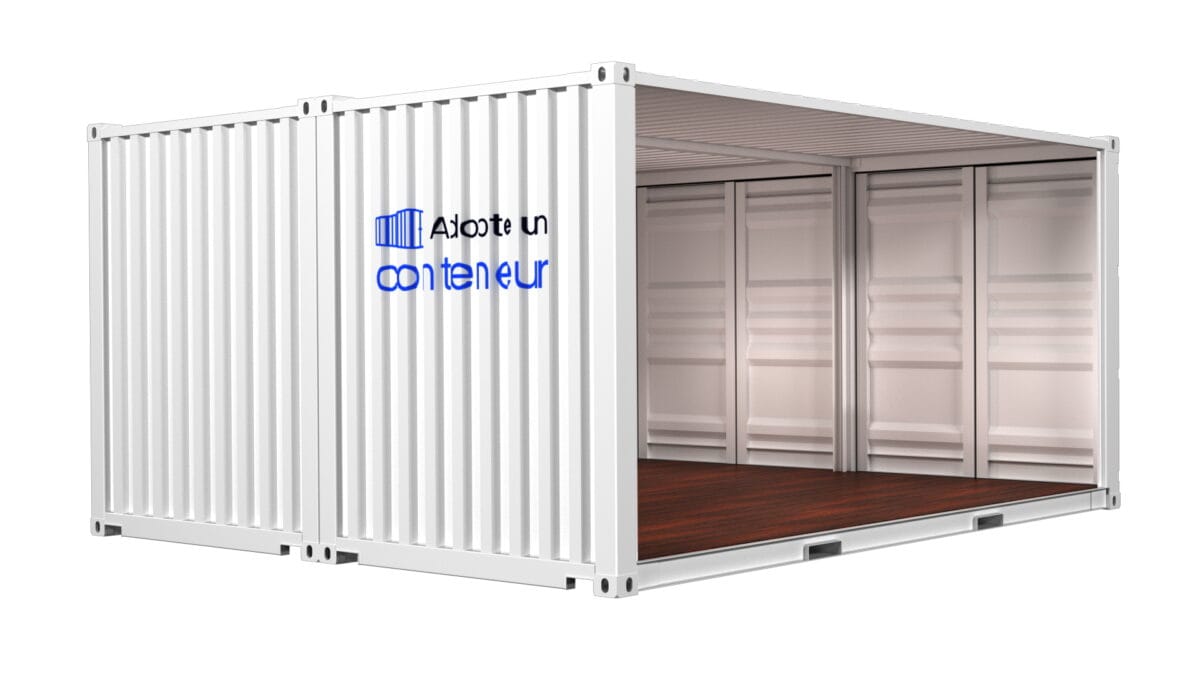 Garage préfabriqué ouvert en containers maritimes 28 m² – Image 2