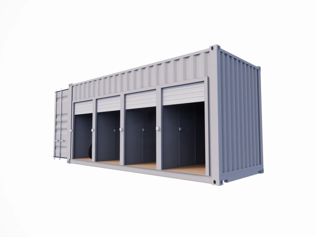 Garage motos 4 places et 4 portes en container de 20 pieds – Image 1