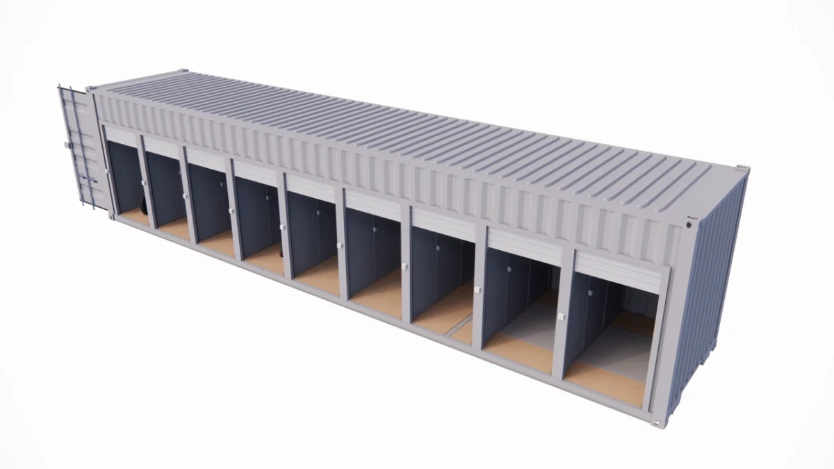 Garage motos 9 places et 9 portes en container de 40 pieds – Image 4