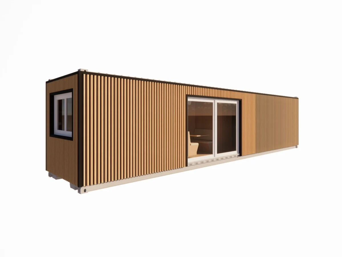 Studio container ECOLOGIA 40 pieds 23 m² habitables [1 chambre] avec bardage – Image 1