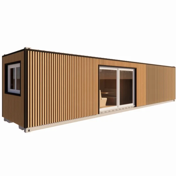 Studio container ECOLOGIA 40 pieds 23 m² habitables [1 chambre] avec bardage
