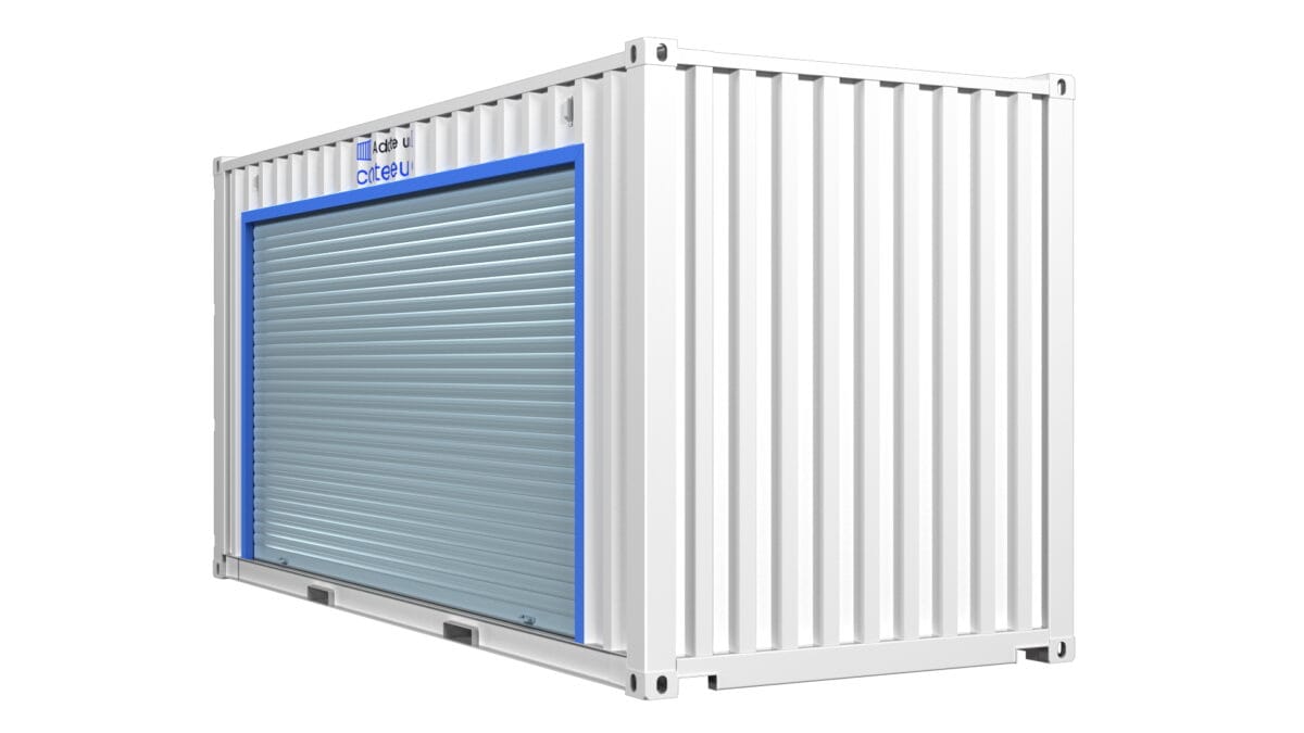Local de stockage en container de 20 pieds avec porte rideau métallique extra large – Image 2