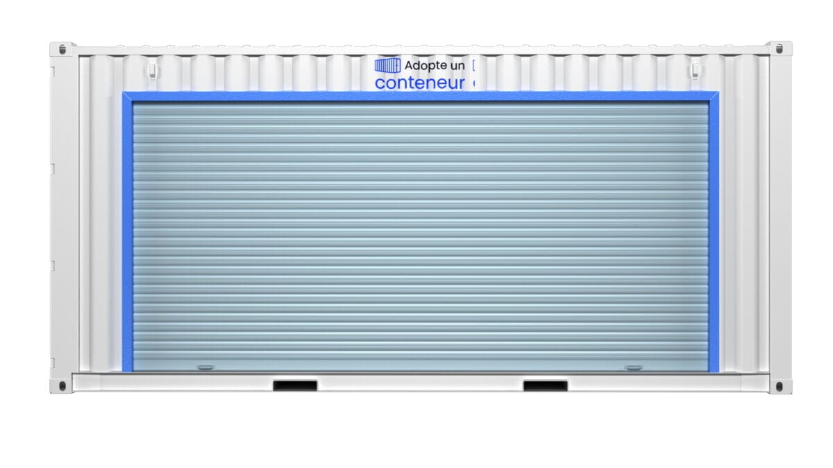 Local de stockage en container de 20 pieds avec porte rideau métallique extra large – Image 3