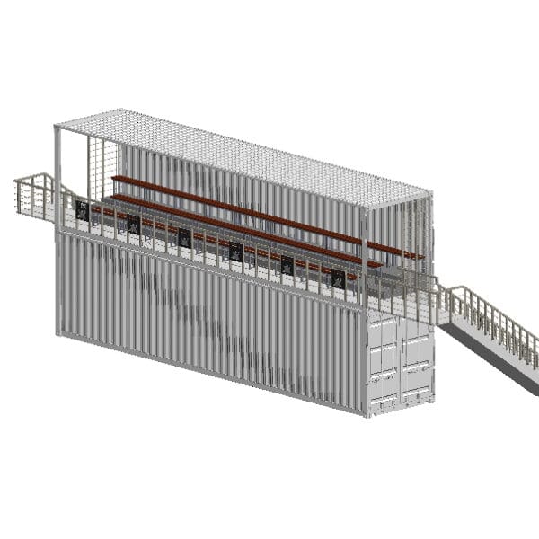 Tribunes en container 40 pieds 72 places avec local de stockage
