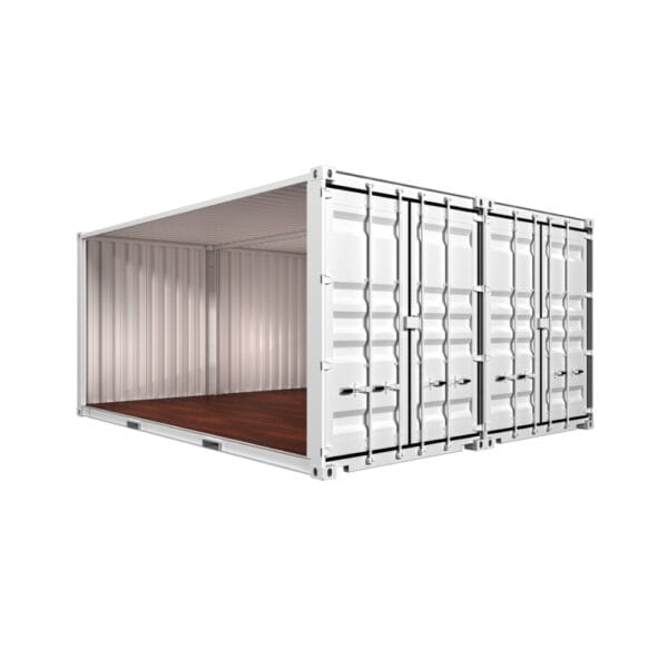 Garage préfabriqué ouvert en containers maritimes 28 m²