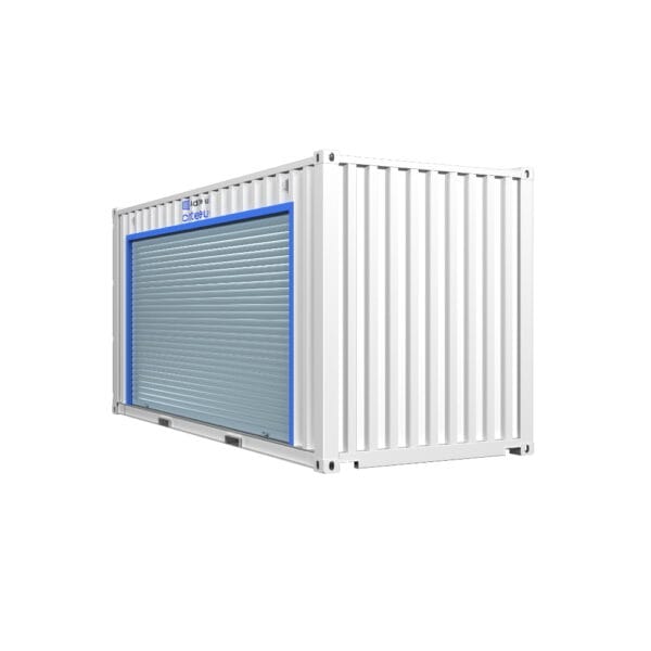 Local de stockage en container de 20 pieds avec porte rideau métallique extra large