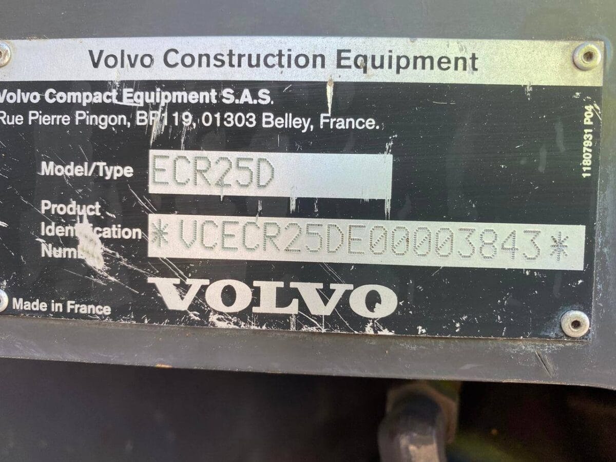 Volvo ECR25, (2015), 1375 heures, 2.5T – occasion – Image 4